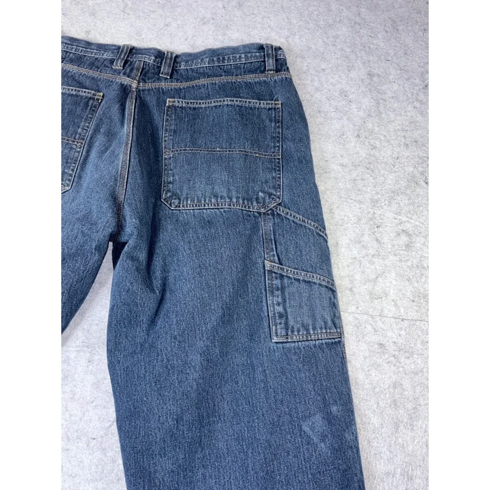 Faded Glory Mens Fleece Lined Carpenter Jeans Blue Denim Work Pants 40x29 VTG